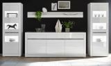 Wohnwand Nobile in Hochglanz wei� und Stone Design grau Anbauwand 4-teilig 369 x 198 cm