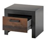 Nachttisch Ward in Old Used Wood Shabby Design mit Matera grau Nachtkommode mit Schubkasten 55 x 45 cm