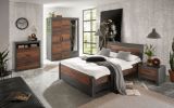 Bettanlage Ward in Used Wood Shabby und Matera grau Liegefl�che 140 x 200 cm Schlafzimmer Set 2-teilig
