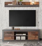 Wandboard Ward in Old Used Wood Shabby Design mit Matera grau Wandregal 153 x 23 cm