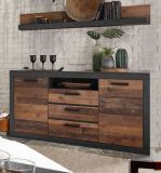 Wandboard Ward in Old Used Wood Shabby Design mit Matera grau Wandregal 153 x 23 cm