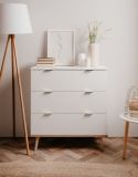 Kommode Lundby in matt wei� mit Sonoma Eiche massiv Schubladenkommode skandinavisch 80 x 87 cm