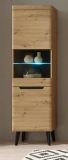 Vitrine Ronson in Artisan Eiche und schwarz Vitrinenschrank skandinavisch 53 x 197 cm