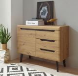 Kommode Ronson in Artisan Eiche und schwarz skandinavisch 107 x 83 cm