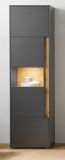 Vitrine Center in grau matt und Wotan Eiche Vitrinenschrank 50 x 197 cm