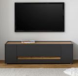 TV-Lowboard Center in grau matt und Wotan Eiche TV-Unterteil 140 x 40 cm
