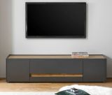 TV-Lowboard Center in grau matt und Wotan Eiche TV-Unterteil 170 x 40 cm