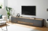 TV-Lowboard Center in Grau und Wotan Eiche,  223 x 40 cm gro�er TV Unterschrank