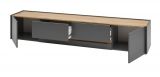 TV-Lowboard Center in Grau und Wotan Eiche,  223 x 40 cm gro�er TV Unterschrank