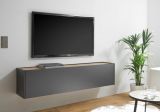TV-Lowboard Center in grau matt und Wotan Eiche TV-Unterteil h�ngend 150 x 35 cm H�ngeschrank