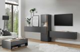 TV-Lowboard Center in grau matt und Wotan Eiche TV-Unterteil h�ngend 150 x 35 cm H�ngeschrank