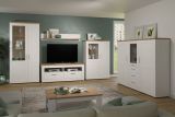 Vitrine Timber in Andersen Pinie wei� und Artisan Eiche Landhaus Vitrinenschrank 95 x 194 cm