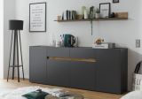 Wandboard Center in grau matt und Wotan Eiche Wandregal 170 x 15 cm