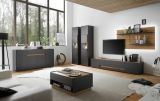 Sideboard Center in Grau matt und Wotan Eiche Kommode 220 x 87 cm