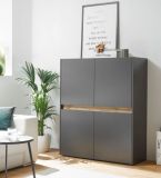 Highboard Center in grau matt und Wotan Eiche 100 x 120 cm