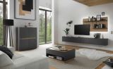 Highboard Center in grau matt und Wotan Eiche 100 x 120 cm
