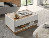 Couchtisch Center in wei� und Wotan Eiche Wohnzimmertisch 90 x 60 cm