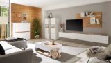 Couchtisch Center in wei� und Wotan Eiche Wohnzimmertisch 90 x 60 cm