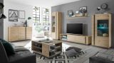 Vitrine Louna in Eiche Artisan und Graphit grau Vitrinenschrank 72 x 154 cm