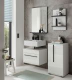 Waschbeckenunterschrank Design-D in wei� Hochglanz Badschrank h�ngend 60 x 44 cm
