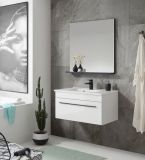 Waschbeckenunterschrank MIT Waschbecken Design-D in wei� Hochglanz Waschtisch Set h�ngend 80 x 43 cm