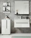 Badm�bel Set Design-D in wei� Hochglanz und schwarz Badkombination MIT Waschbecken 135 x 200 cm