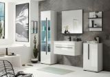 Badm�bel Set Design-D in wei� Hochglanz und schwarz Badkombination MIT Waschbecken 135 x 200 cm