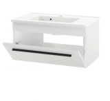 Badm�bel Set Design-D in wei� Hochglanz und schwarz Badkombination MIT Waschbecken 190 x 200 cm