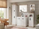Badezimmer Kommode Rovola in Pinie wei� / Oslo Pinie Landhaus Badm�bel Midischrank 42 x 120 cm