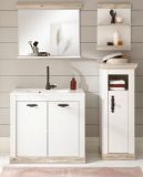 Badezimmer Spiegel Rovola in Pinie wei� / Oslo Pinie Landhaus Badspiegel mit Ablage 80 x 72 cm