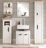 Badkombination Rovola in Pinie wei� / Oslo Pinie Landhaus Badm�bel Set 5-tlg. 184 x 200 cm