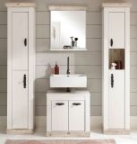 Badkombination Rovola in Pinie wei� / Oslo Pinie Landhaus Badm�bel Set 4-tlg. 184 x 200 cm