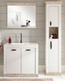 Badkombination Rovola in Pinie wei� / Oslo Pinie Landhaus Badm�bel Set 4-tlg. MIT Waschbecken 143 x 200 cm