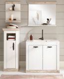Badkombination Rovola in Pinie wei� / Oslo Pinie Landhaus Badm�bel Set 5-tlg. MIT Waschbecken 143 x 200 cm