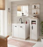 Badkombination Rovola in Pinie wei� / Oslo Pinie Landhaus Badm�bel Set 5-tlg. MIT Waschbecken 143 x 200 cm