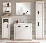 Badkombination Rovola in Pinie wei� / Oslo Pinie Landhaus Badm�bel Set 6-tlg. MIT Waschbecken 205 x 200 cm