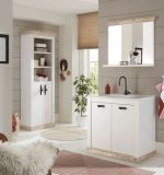 Badkombination Rovola in Pinie wei� / Oslo Pinie Landhaus Badm�bel Set 4-tlg. MIT Waschbecken 166 x 200 cm