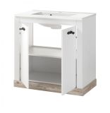 Badkombination Rovola in Pinie wei� / Oslo Pinie Landhaus Badm�bel Set 4-tlg. MIT Waschbecken 166 x 200 cm