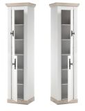 Badkombination Rovola in Pinie wei� / Oslo Pinie Landhaus Badm�bel Set 4-tlg. h�ngend MIT Waschbecken 143 x 200 cm