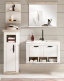 Badkombination Rovola in Pinie wei� / Oslo Pinie Landhaus Badm�bel Set 5-tlg. h�ngend MIT Waschbecken 143 x 200 cm