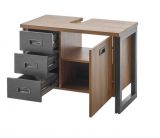 Badezimmer Waschbeckenunterschrank Auburn in Eiche Stirling und Matera grau Badm�bel Unterschrank 81 x 62 cm