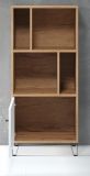 Regalschrank Linea in wei� matt mit Rautenoptik und Eiche Artisan B�cherregal 63 x 136 cm