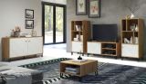 TV-Lowboard Linea in wei� matt mit Rautenoptik und Eiche Artisan TV-Unterteil 123 cm
