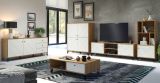 TV-Lowboard Linea wei� matt mit Rautenoptik und Eiche Artisan TV-Unterteil 183 cm mit Soft-Close