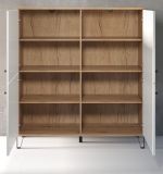 Highboard Linea in wei� matt mit Rautenoptik und Eiche Artisan Anrichte 123 x 136 cm
