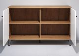 Kommode Linea in wei� matt mit Rautenoptik und Eiche Artisan Sideboard 123 cm