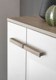 Badezimmer Kommode Dense in wei� Lack Hochglanz und Eiche Midischrank h�ngend / stehend 51 x 110 cm