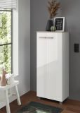 Badezimmer Kommode Dense in wei� Lack Hochglanz und Eiche Midischrank h�ngend / stehend 51 x 110 cm