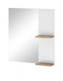 Badezimmer Spiegel Dense in wei� Lack Hochglanz und Eiche Badspiegel mit Ablage 60 x 65 cm