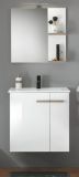 Badm�bel Set Dense in wei� Hochglanz Lack und Eiche Badkombination MIT Waschbecken und Badlampe 60 x 200 cm